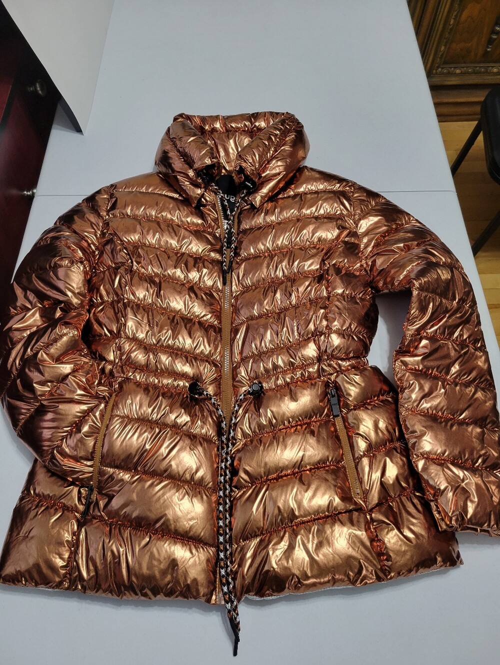 Desigual Metallic Bronze Puffer Jacket – Size L